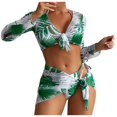 thumbnail image 2 of Daisyyozoid Swimsuits for Women Clearance Printed Bikini Straps Bikini Deep V Split Set Three Piece Set, 2 of 5