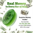 thumbnail image 3 of Money Soap Bar with Real Cash Inside Up to $100 Bill Inside in Each Bar - Shea Butter Soap Refreshing Cucumber and Mint - Gift For Holidays, 3 of 7