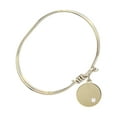 thumbnail image 2 of 5 3/4 inch Oval Eye Hook Bangle Bracelet w/ Plain Disc medal charm w/ Light Purple Swarovski Crystal, 2 of 3