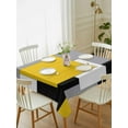 thumbnail image 4 of Yellow Grey Black Geometric Tablecloth Rectangle Table Cloth 60x84 , Waterproof Tablecloth Outdoor Table Cloth, Middle Century Art Abstract Aesthetics Washable Table Cover for Kitchen Dining Party, 4 of 8