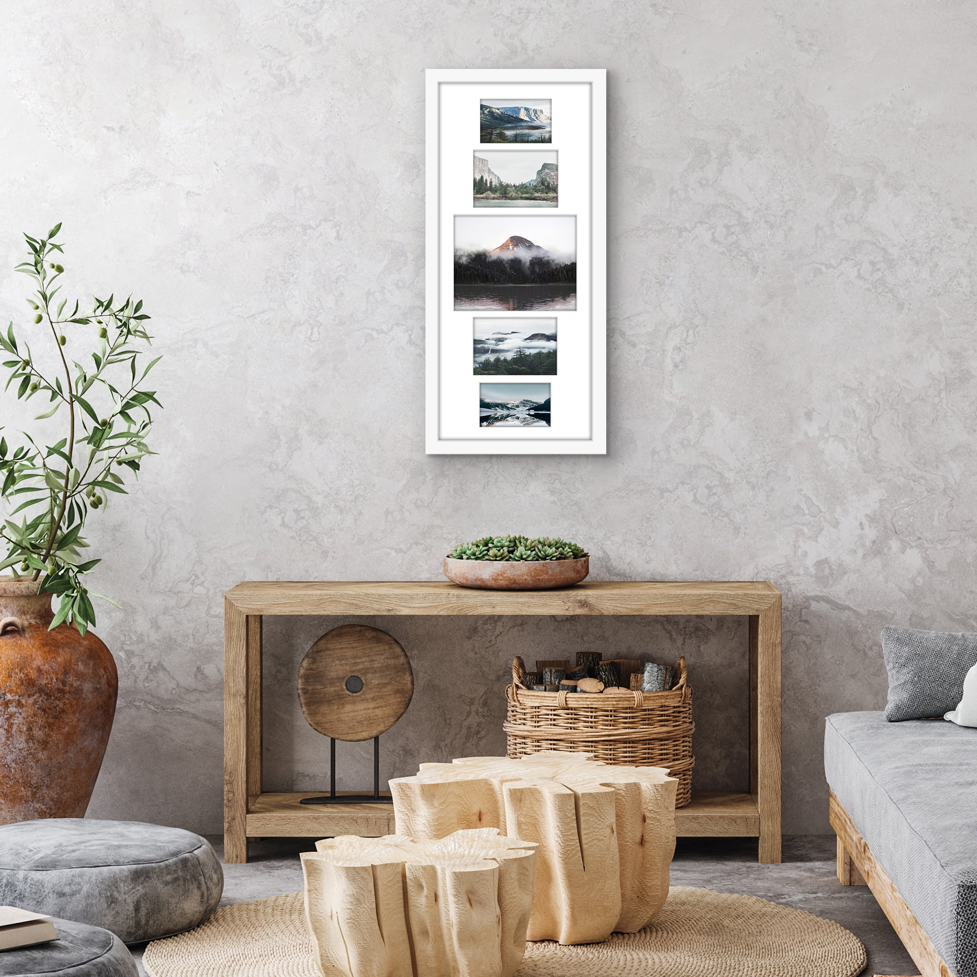 Americanflat 12x28 Picture Frame with Polished Plexiglass Collage Multi Frames Fit One Two Photos - White