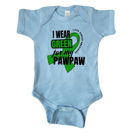 

Inktastic I Wear Green For My Pawpaw Liver Cancer Awareness Gift Baby Boy or Baby Girl Bodysuit