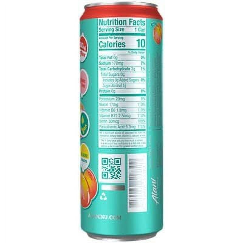 Alani Nu Energy Drinks 6 Cans Sugar Free 200mg of Caffeine B Vitamins 12 Fluid Ounce Cans Juicy Peach
