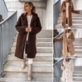 thumbnail image 2 of Winter Women Jacket Thick Fleece Turn-down Collar Long Sleeves Button-down Solid Color Mid Length Heat Retention Outdoor Coat, 2 of 8