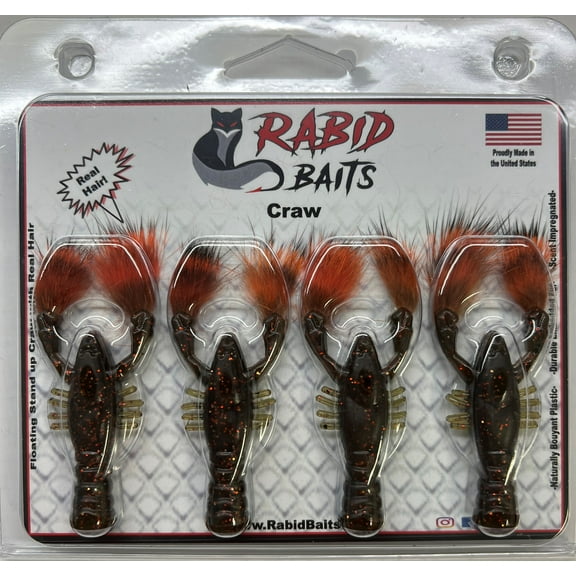 Rabid Baits Rabid Craw Plastic Crawfish Sexy Craw 3in 4pk