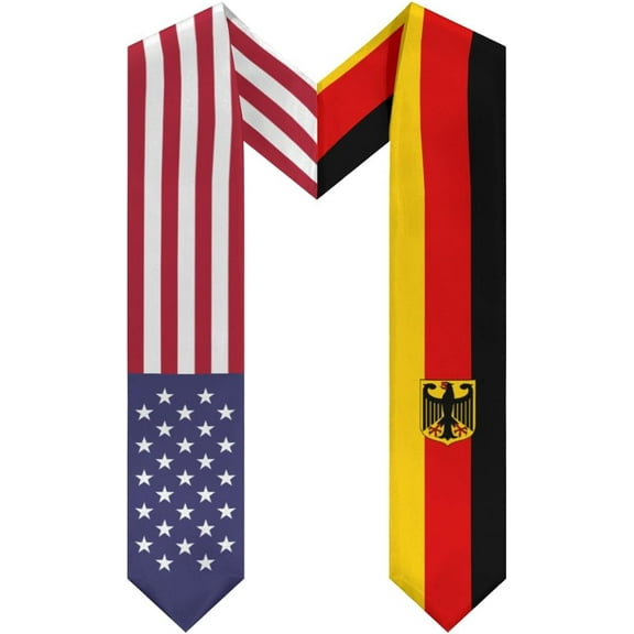 Germany Mix United States Flag Graduation Stole Sash For Study Aboard International Students