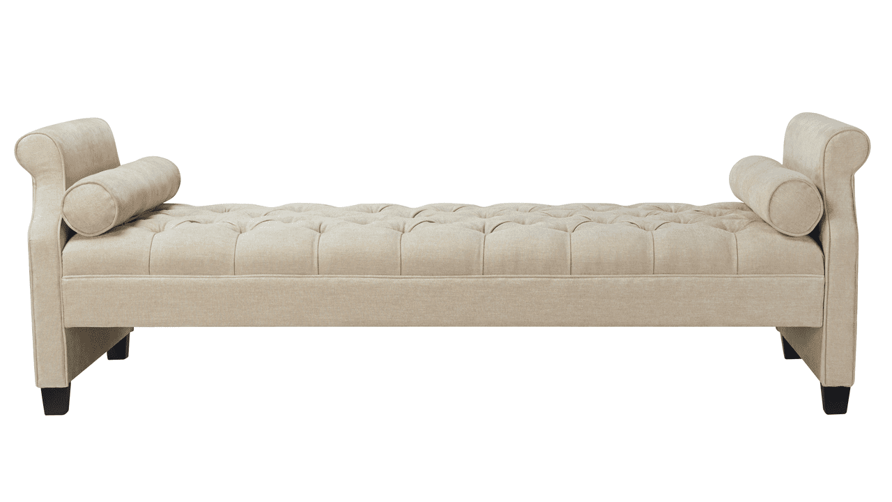 Eliza Roll Arm Sofa Bed with Bolster Pillows, Beige