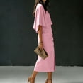 thumbnail image 4 of Women's 2 Piece Set, Batwing Sleeve Round Neck Top and High Waist Slit Midi Skirt, Elegant Orange Outfit for Office or Business, 2026 New Limited-time Offer, 4 of 6