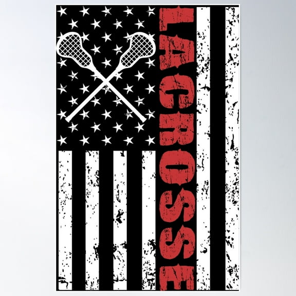 Lacrosse American Flag Us Sports Poster Wall Art, Modern Wall Decor, 8x12 UNFRAMED