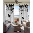 thumbnail image 3 of Black Spring Botanical Black Out Curtains 63 Inch Long, Room Darkening Draperies Curtains Panels, Weeping Eucalyptus Butterfly Thermal Insulated Curtain for Bedroom Living Room 52"x63" 2 Panels, 3 of 8