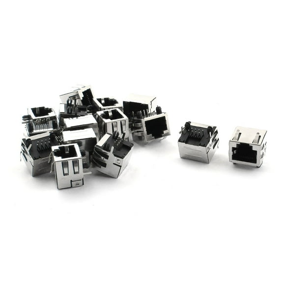 Unique Bargains 15pcs RJ45 8P8C Shielded Modular Network PCB Mount Jack Socket Port 16mm