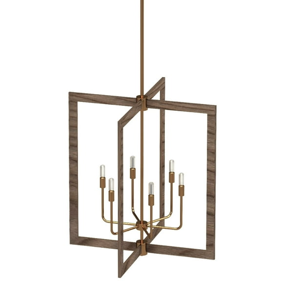 Volume Lighting Nina 6-Light Indoor Pecan & Antique Gold Chandelier