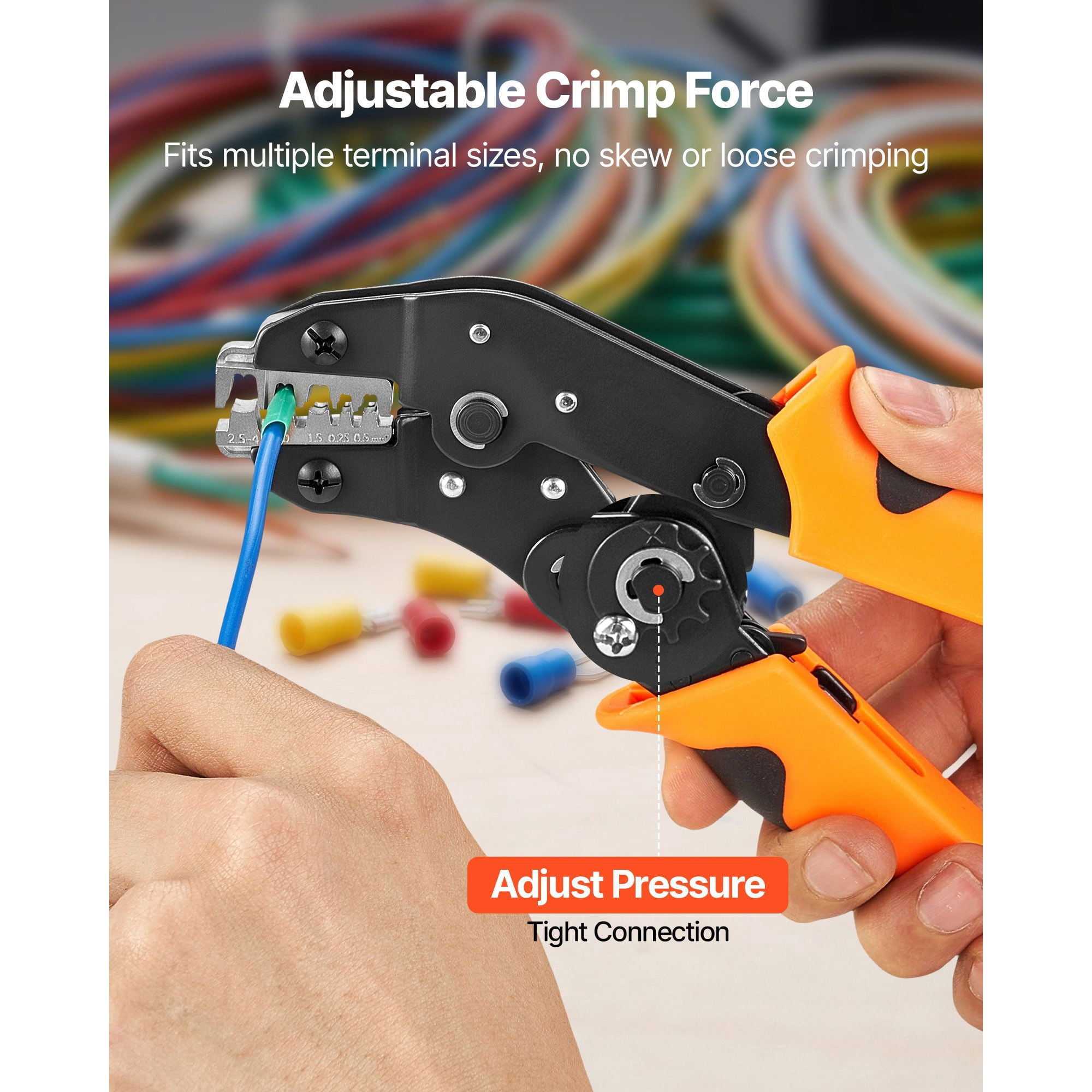 Ratcheting Wire Crimper 24-12 AWG, Multiple Jaw Slots Metric AWG Marked, Effortless Ratchet Crimping Tool for Electrical Terminal Connector Crimping