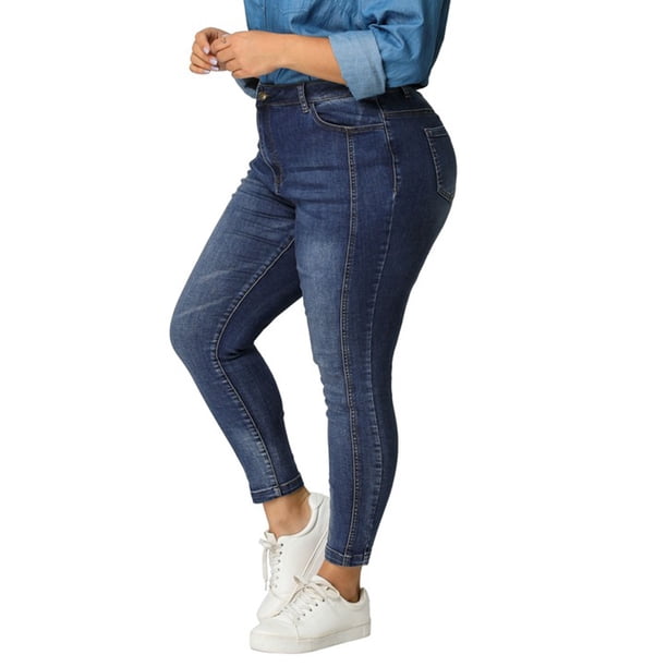 Pantalones Vaqueros Lavado Elásticos De AltuMedTalGrande Vaqueros Pitillo PaMujer Azul 3XL
