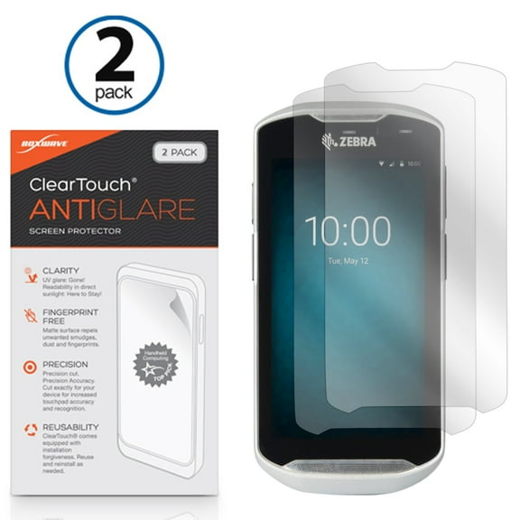 Zebra TC51 Screen Protector, BoxWave [ClearTouch Anti-Glare (2-Pack)] Anti-Fingerprint Matte Film Skin for Zebra TC51, TC56