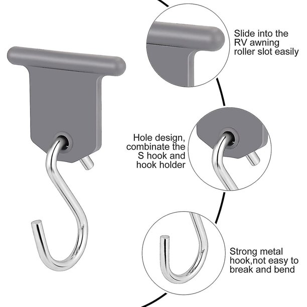 Gancho para toldo de caravana, accesorios para toldo Rv, gancho en forma de S, fácil de instalar para autocaravana, caravana, suministros para interiores al aire libre Ch ShuxiuWang 8390612214097