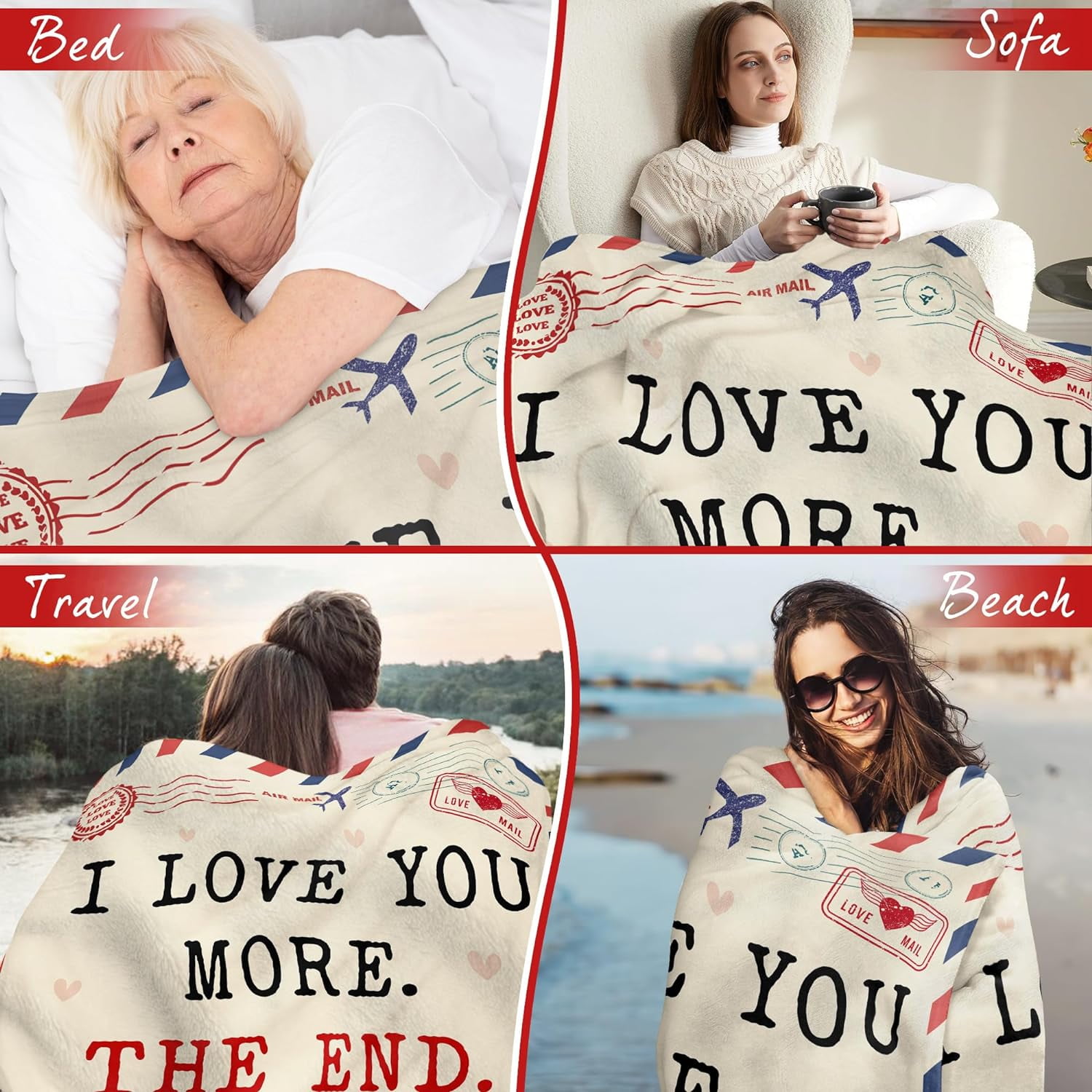 Christmas Anniversary Couple Gifts for Women I Love You More Soft Fleece Throw Blanket 50x60 in Birthday Romantic Gifts for Girlfriend Boyfriend Wife Husband I Love You Gift for Him Her