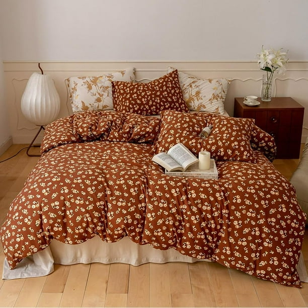 Funda Nórdica Reina Floral Juegos de cama - Calabaza Jersey de punto de algodón de flores
