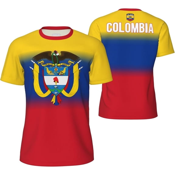 Colombia Flag Gradation T-Shirt Sports Jerseys for Running Soccer Tennis Fitness