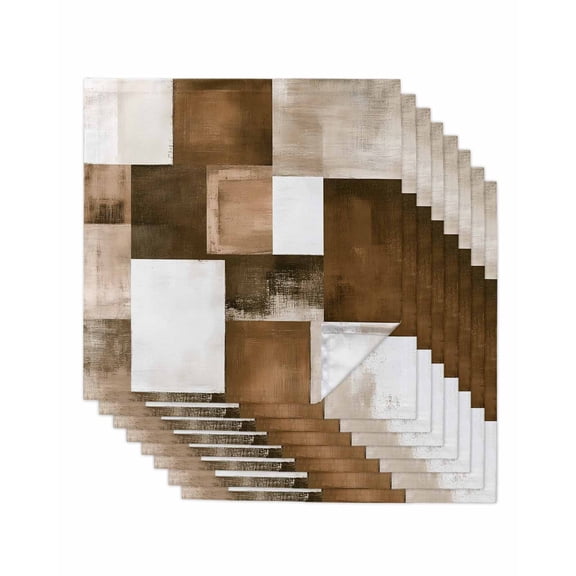 Hokiten Kitchen Dinner Napkins Set of 8 Brown Geometric Cloth Napkins Reusable Washable Table Napkins for Weddings Cocktail Parties Holiday Table Decor 20x20 Inch