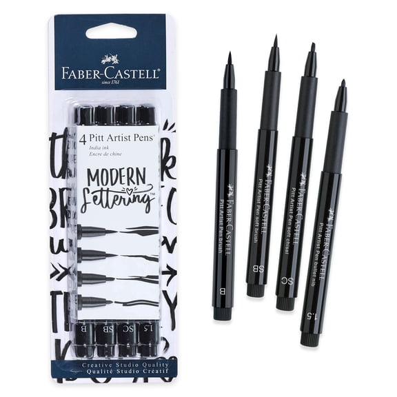 Faber-Castell Pitt Artist Pens – 4 Pens – Modern Lettering Great for Crafts