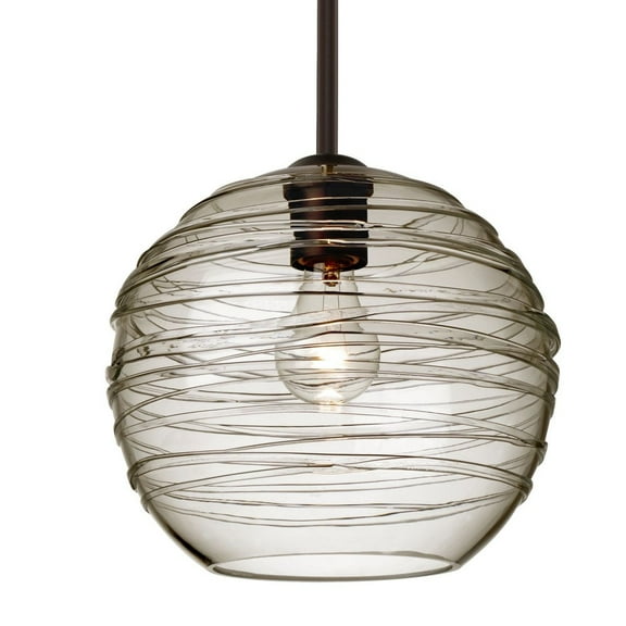 1TT-462702-BR-Besa Lighting-Wave 10 - 1 Light Stem Pendant In Contemporary Style-9 Inches Tall and 10 Inches Wide-Bronze Finish-Smoke Glass Color