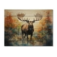 thumbnail image 3 of Designart "Colorful Moose Majestic painting" Animals Print on Natural Pine Wood, 3 of 5