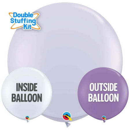36 inch Purple Qualatex Lilac Chalk - Double-Stuffing Kit Latex Balloons (2 Pack) - Party Supplies Decorations