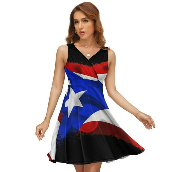 PUERTO RICAN FLAG by Solomaskx Sleeveless Dress Women Summer Evening Dresses Ladies Sundress