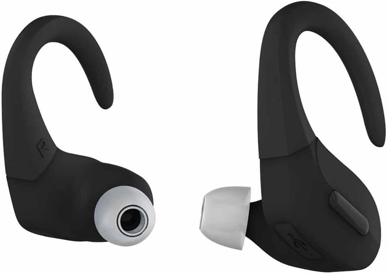 COBY True Wireless Sports Earbuds with Over-Ear Hooks, Sweatproof Bluetooth Earbuds, Black