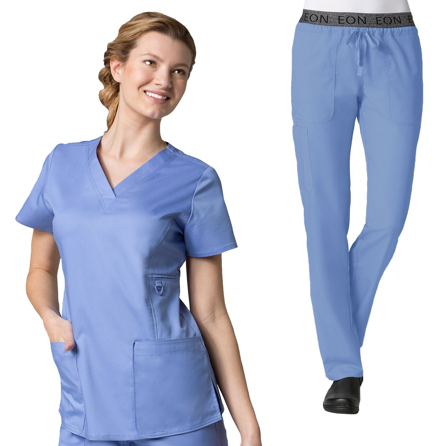 Maevn Maevn Eon Women's Active VNeck Pocket Scrub Top & Embroidered