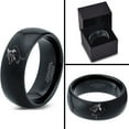 thumbnail image 4 of Tungsten Surfing Shark Fish Grinning Band Ring 8mm Men Women Comfort Fit Black Dome Polished, 4 of 4