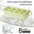 thumbnail image 2 of Bandejas para cubitos de hielo grandes, paquete de 2, de silicona de fácil liberación y cuadradas enormes de 2 pulgadas, 8 bandejas para cubitos de hielo con tapa extraíble resistente a derrames, sin, 2 of 5