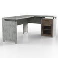 thumbnail image 2 of Deandre 1-Drawer and 2-Shelf Wood L-Shaped Desk, Cement, 2 of 9