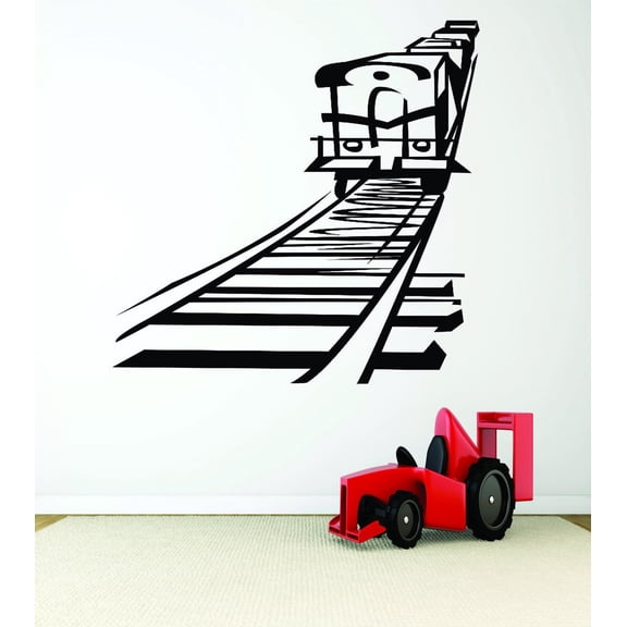 Wall Design Pieces Train On Railroad Tracks 20x40 Inches