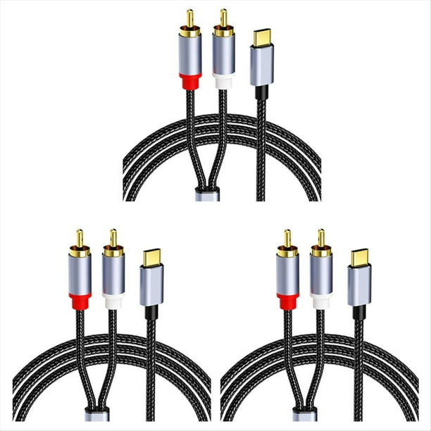 3X Adaptador de Cable de Audio USB C una Tipo C una Cable USB de Audio y Video Dual Compatible con TeléFono, Tableta, 1M
