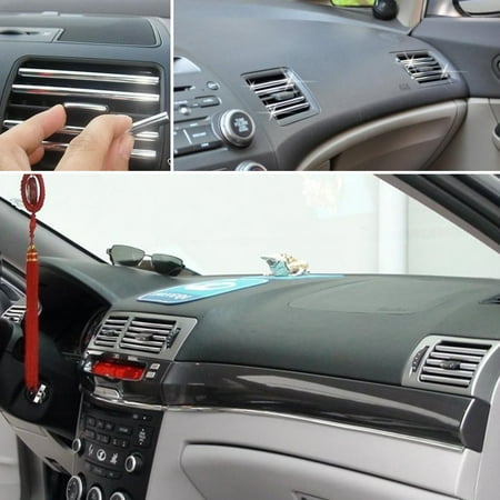 2M U Style DIY Car Interior Air Conditioner Outlet Vent Grille Chrome Decoration Strip Silvery