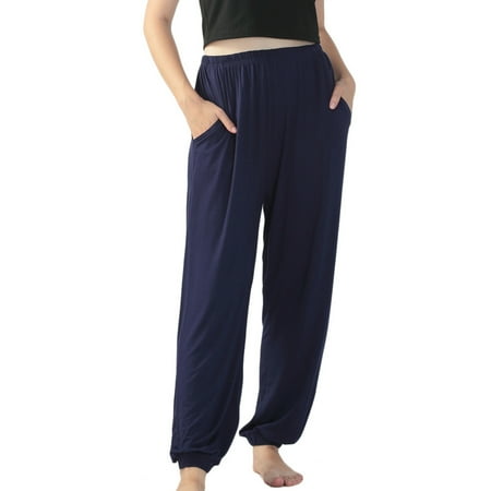 

Lu s Chic Women s Pajama Pants Ladies Soft Lounge Pants Plus Size Comfy Bottoms Yoga Jogger Summer Loose Casual Sleep Pj Stretchy Elastic Waist Ankle Length Pocket Bamboo Cottons Navy 1X