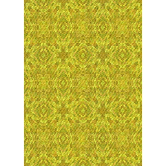 Ahgly Company Machine Washable Indoor Rectangle Transitional Canary Yellow Area Rugs, 4' x 6'