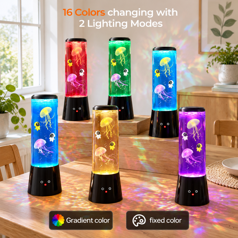 13.5'' Astronaut Jellyfish Night Light, 16 Color Changing Mood Lamp ...