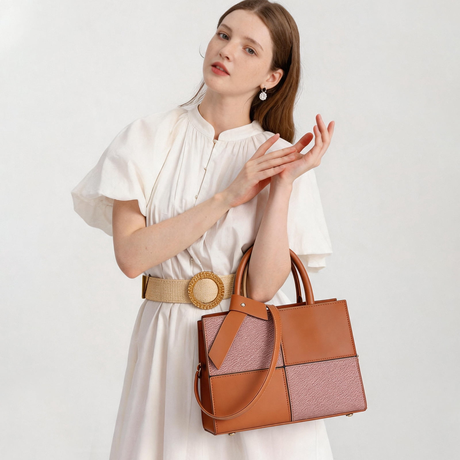 SENDEFN Women Fashion Handbags Tote Bags PU Leather Shoulder Bags Top Handle Satchel Purse Set 3pcs