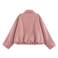 thumbnail image 5 of Lmueinov Women's Leather Jacket for Fall and Winter Batwing Sleeve Zip Up Boyfriend Bomber Jackets Elastic Hem Solid Collared Casual Outerwear, 5 of 5