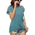 thumbnail image 3 of Anbech Women Petal Short Sleeve Shirt Twist Front Dressy Blouse Short Sleeve Casual Tops, 3 of 5