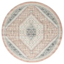 LR Home Dune Durable Performance Area Rug Indoor in Pink/Cream, 6' Round