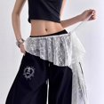 thumbnail image 2 of ManxiVoo Lace Wrap Asymmetrical Layered Skirt with Tie Waist Scarf Belt for Women Casual Wear, 2 of 7