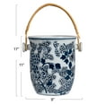 thumbnail image 2 of Creative Co-Op Ceramic Wine Cooler with Bamboo Handles, Blue, 2 of 4