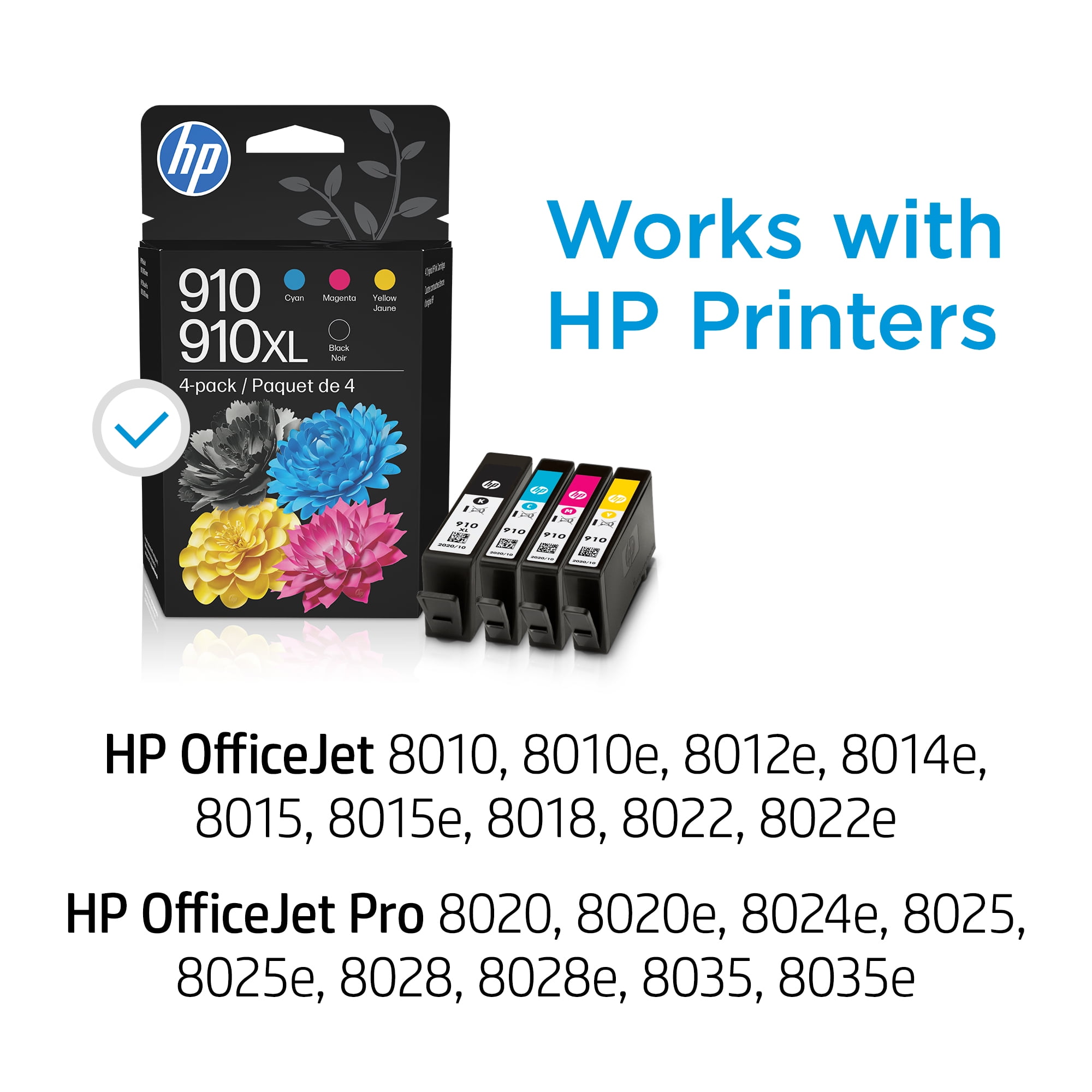 HP 910 CMY/910XL Black Ink Cartridge 4-pack