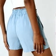 thumbnail image 5 of SZJXBUY Linen Pants Women Short Drawstring High Waisted Lightweight Beach Vacation Shorts with Pockets Light Blue,XL, 5 of 8