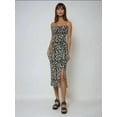 thumbnail image 2 of Allover Flower Print Bodycon Midi Dress with Slit, 2 of 5