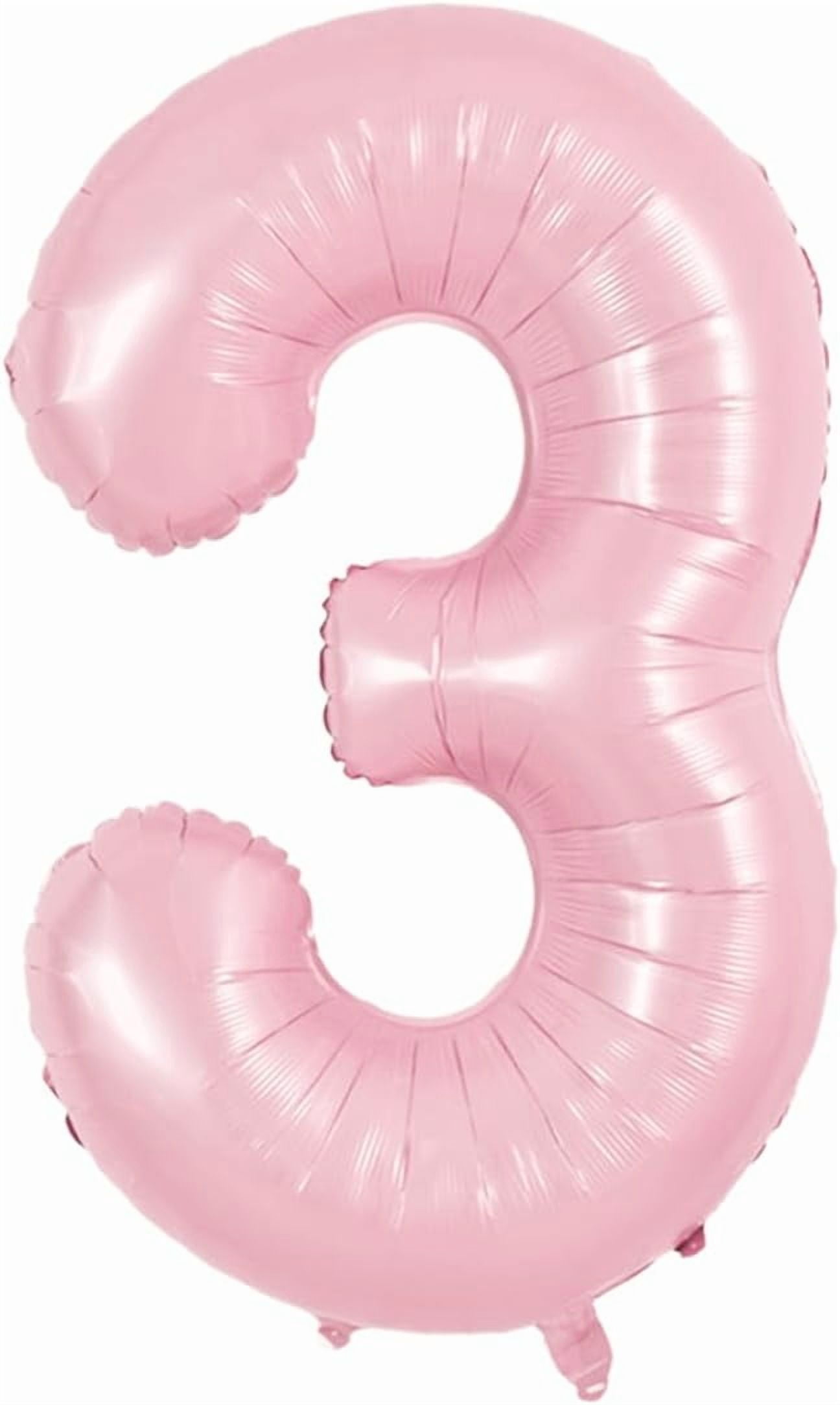 NeoMart 40 Inch Pastel Pink Number 3 Balloon Balloon Big Pink Digital 3 Balloon for Girl's Birthday Party Wedding Bridal Shower Engagement Anniversary Photo Shoot Supplies